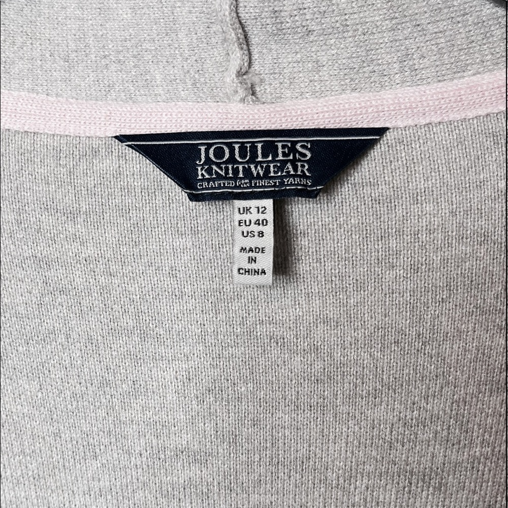 Joules Knitwear Esmeralda Gray Marl Knee Length Cardigan Size 8 - Picture 3 of 5